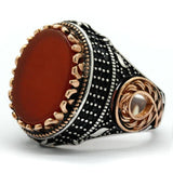 Natural Red Agate Silver & Black Zircon Crystals Ring - Rings Universe