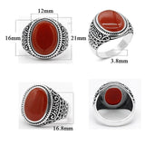 Antique Carving Red Agate Stone Real Silver Ring - Rings Universe