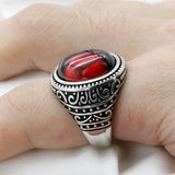 Natural Garnet Ring Vintage Silver Red Stone Ring - Rings Universe