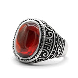Natural Garnet Ring Vintage Silver Red Stone Ring - Rings Universe
