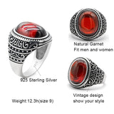 Natural Garnet Ring Vintage Silver Red Stone Ring - Rings Universe