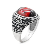 Natural Garnet Ring Vintage Silver Red Stone Ring - Rings Universe