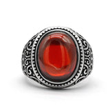 Natural Garnet Ring Vintage Silver Red Stone Ring - Rings Universe