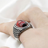 Natural Garnet Ring Vintage Silver Red Stone Ring - Rings Universe