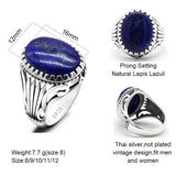 Vintage Royal Blue Lapis Lazuli Silver Ring - Rings Universe