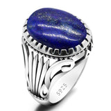 Vintage Royal Blue Lapis Lazuli Silver Ring - Rings Universe