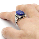 Vintage Royal Blue Lapis Lazuli Silver Ring - Rings Universe
