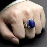 Vintage Royal Blue Lapis Lazuli Silver Ring - Rings Universe