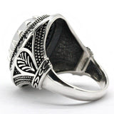 Vintage Natural Agate Silver Black Zircon Ring - Rings Universe