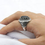New Silver Inlaid Natural Agate Ring - Rings Universe
