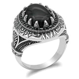 New Silver Inlaid Natural Agate Ring - Rings Universe