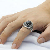 New Silver Inlaid Natural Agate Ring - Rings Universe