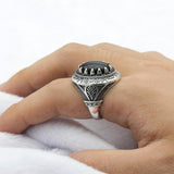 New Silver Inlaid Natural Agate Ring - Rings Universe