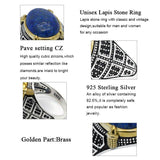 Silver Natural Lapis Lazuli Stone Ring with Black CZ - Rings Universe