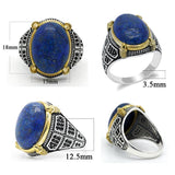 Silver Natural Lapis Lazuli Stone Ring with Black CZ - Rings Universe