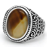 Natural Onyx Oval Honey Color Gemstone Male Ring - ringsuniverse