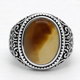 Natural Onyx Oval Honey Color Gemstone Male Ring - ringsuniverse