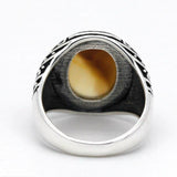 Natural Onyx Oval Honey Color Gemstone Male Ring - ringsuniverse