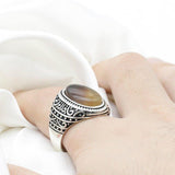 Natural Onyx Oval Honey Color Gemstone Male Ring - ringsuniverse