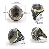 Big Natural Agate Stone 925 Sterling Silver Vintage Ring - ringsuniverse