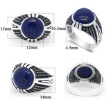 Antique Lapis Lazuli Round Natural Blue Stone Male Ring - ringsuniverse