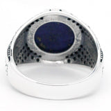 Antique Lapis Lazuli Round Natural Blue Stone Male Ring - ringsuniverse