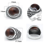 New Vintage Men Ring with Natural Agate Stone in Sterling Silver - ringsuniverse