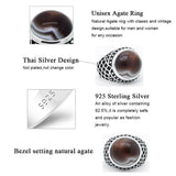 New Vintage Men Ring with Natural Agate Stone in Sterling Silver - ringsuniverse