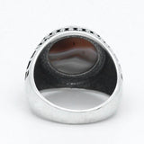 New Vintage Men Ring with Natural Agate Stone in Sterling Silver - ringsuniverse