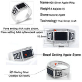 Silver Black Agate Clear CZ Diamonds Fashion Ring - ringsuniverse