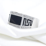 Silver Black Agate Clear CZ Diamonds Fashion Ring - ringsuniverse