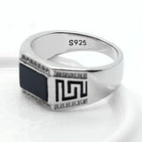 Silver Black Agate Clear CZ Diamonds Fashion Ring - ringsuniverse