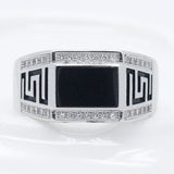 Silver Black Agate Clear CZ Diamonds Fashion Ring - ringsuniverse