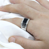 Silver Black Agate Clear CZ Diamonds Fashion Ring - ringsuniverse