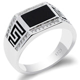 Silver Black Agate Clear CZ Diamonds Fashion Ring - ringsuniverse