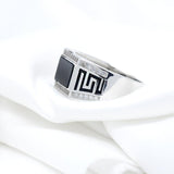 Silver Black Agate Clear CZ Diamonds Fashion Ring - ringsuniverse