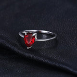 Delicate Natural Garnet Solitaire Silver Gemstone Ring - ringsuniverse