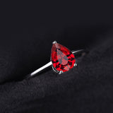 Delicate Natural Garnet Solitaire Silver Gemstone Ring - ringsuniverse