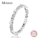 Minimalism Silver Hearts Stackable AAA+ CZ Diamonds Ring - Rings Universe
