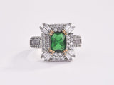 New Luxury Green Color Princess Cut silver ring - ringsuniverse
