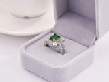 New Luxury Green Color Princess Cut silver ring - ringsuniverse