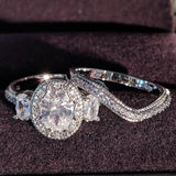 2021 New Luxury Oval Silver Jewelry Ring Set - ringsuniverse