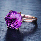 Natural Amethyst Rose Gold Color Gemstone Fine Jewelry Ring