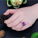 Natural Amethyst Rose Gold Color Gemstone Fine Jewelry Ring - Rings Universe