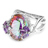 Silver Top Quality Rainbow Fire Mystic Topaz Gemstone Ring