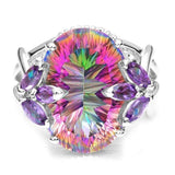 Silver Top Quality Rainbow Fire Mystic Topaz Gemstone Ring - Rings Universe