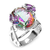 Silver Top Quality Rainbow Fire Mystic Topaz Gemstone Ring - Rings Universe