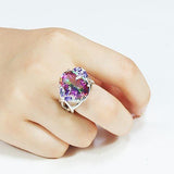 Silver Top Quality Rainbow Fire Mystic Topaz Gemstone Ring - Rings Universe