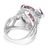 Silver Top Quality Rainbow Fire Mystic Topaz Gemstone Ring - Rings Universe