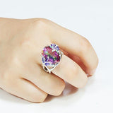 Silver Top Quality Rainbow Fire Mystic Topaz Gemstone Ring - Rings Universe